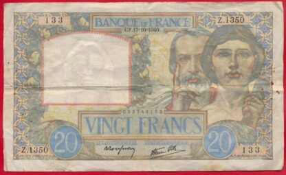 20 francs science et travail 1940