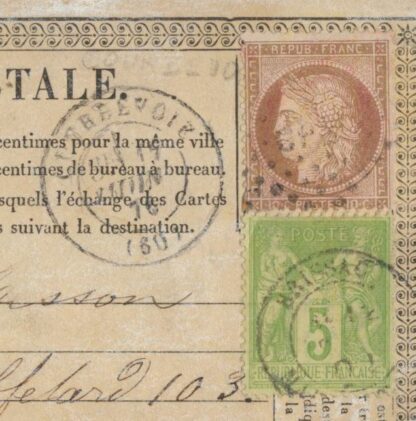 15 centimes sur lettre décembre 1875 (copie)