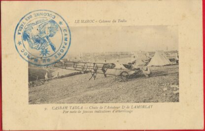 cpa-maroc-casbah-tadla-chute-aviateur-lamorlay-