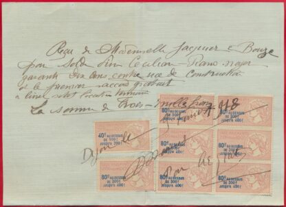 TAXE SUR LES PAIEMENTS - 40 c & 80 c sur document 1918 – Image 2