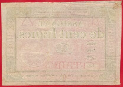 Assignat 100 Francs – 18 Nivôse l’an 3e de la République – Image 2