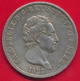 italie sardaigne charles félix 5 lire 1827