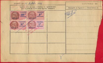 VIANDES - Pages 4 fiscaux 1953 – Image 2