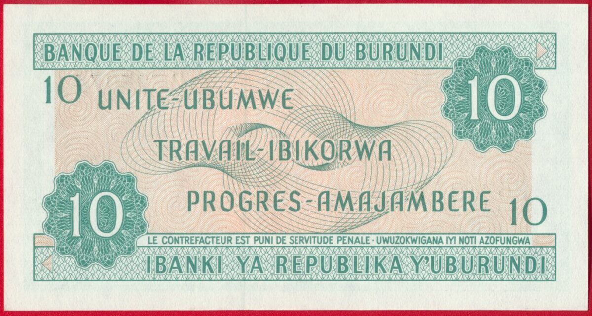 burundi 10 francs 1981