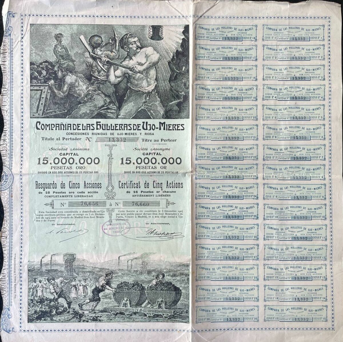 angers société des ardoisières de trélazé action de 500 francs (copie)