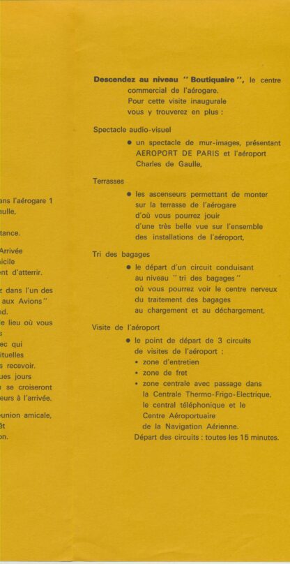 brochure visite inaugurale aéroport charles de gaulle 1974