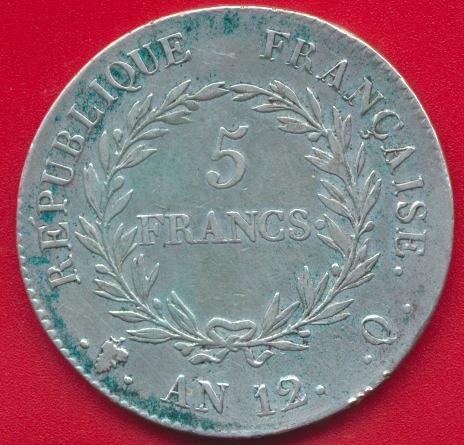 bonaparte premier consul 5 francs an 12/xi q