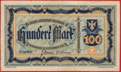 allemagne-100-mark-muncih-26-9-1922