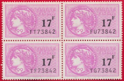bloc-4-timbre-fiscal-17-francs-s