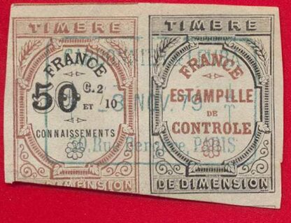 connaissements 50 c 2/10 et estampille de contrôle