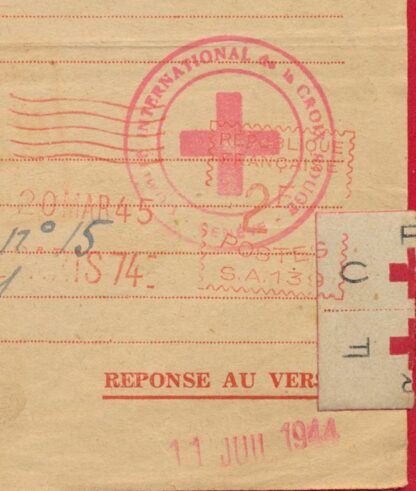 message croix rouge rabat 1944