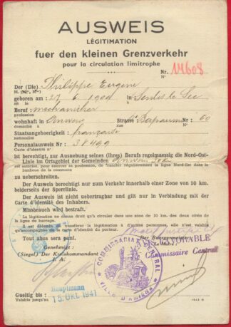 ausweis-legitimation-amiens-1941-