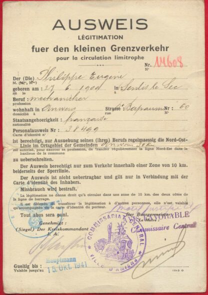 ausweis-legitimation-amiens-1941-