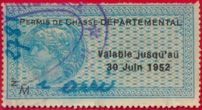 timbre-fiscal-permis-chasse-departemental-1952