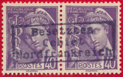 paire-type-mercure-guerre-timbre-nordfrankreich-coudekerque-40