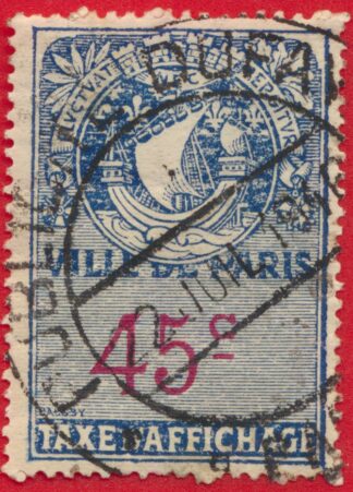 timbre-fiscal-taxe-affichage-ville-paris-45-centimes