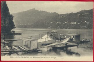 cpa-aix-les-bains-aeroplane-lac-du-bourget-